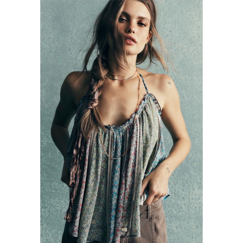 Free People Costa Printed Tank Small Candy Combo New NWT boho halter summer fall
